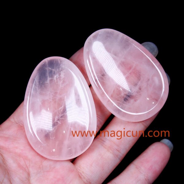 Magicun Stone~1PC  Natural Rose Quartz Thumb massage stone Gemstone Crafts  Wood Magic Stone Ornament Gifts