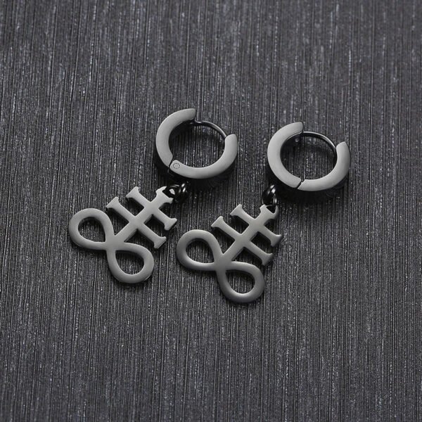 Satanic Earrings:Brimstone Satanic Cross Earring -Church of Satan Earrings