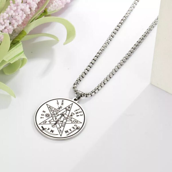 Vintage Talisman Tetragrammaton Pentagram of Solomon Pendant Wicca Necklace Gift