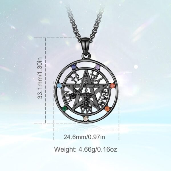 Vito Sterling Silver Tetragrammaton Necklace for Women Men, Abalone Shell 18k Gold Plated Pentagram Pendant, Wiccan Protection Amulet Pentacle Star Jewelry Gift for Wife Husband, 24"/18"/22"