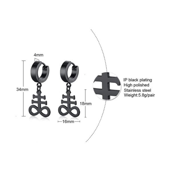 Satanic Earrings:Brimstone Satanic Cross Earring -Church of Satan Earrings