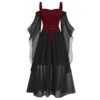 2023 New Medieval Witch Dress For Women Halloween Carnival Women Plus Size Cold Shoulder Butterfly Sleeve Halloween Gothic Dress