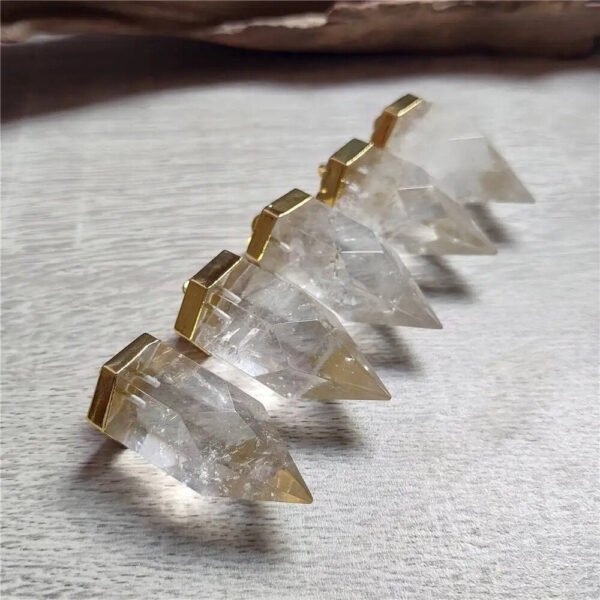 Crystal Quartz Thick Spike Pendant,Gold Color Plated Natural Crystal Stone Accessories For Necklace