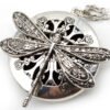 1pc Antique Silver Dragonfly Aromatherapy Diffuser Locket Pendant Necklace With 28" Chains