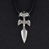 1pc Antique Silver Viking Sword Pendant Necklace Amulet of Talos Handmade Pendant