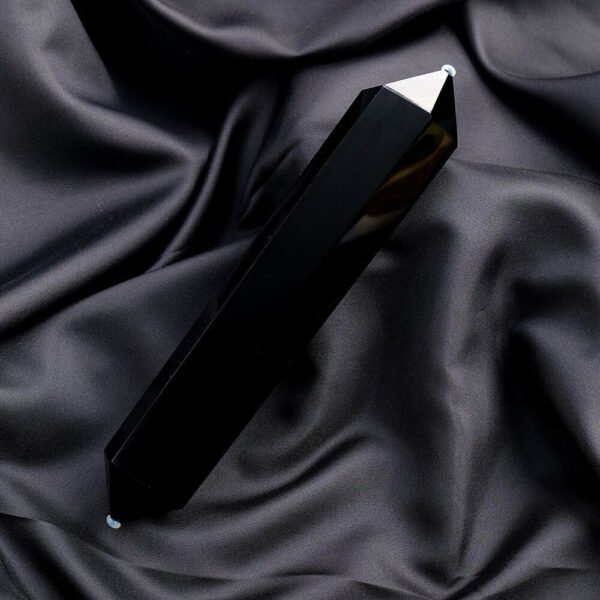 1pc Big Size Natural Black Quartz Obsidian Double Point Crystal Magic Wand Hexagonal Prism Column Reiki Handcraft Decoration