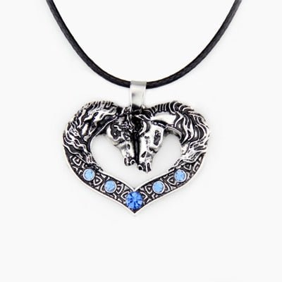 1pc Celtics God Beast Horse Necklace Double Horse Pendant Amulet Jewelry