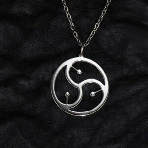Gold Silver Round BDSM Symbol Pendant Necklace Jewelry  Men