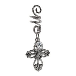 Magic Wicca~1pc Viking Spiral Hair Beads with Filigree Cross Charms for Hair Braids for Beard Hair Beads Cubic Zircon-Series
