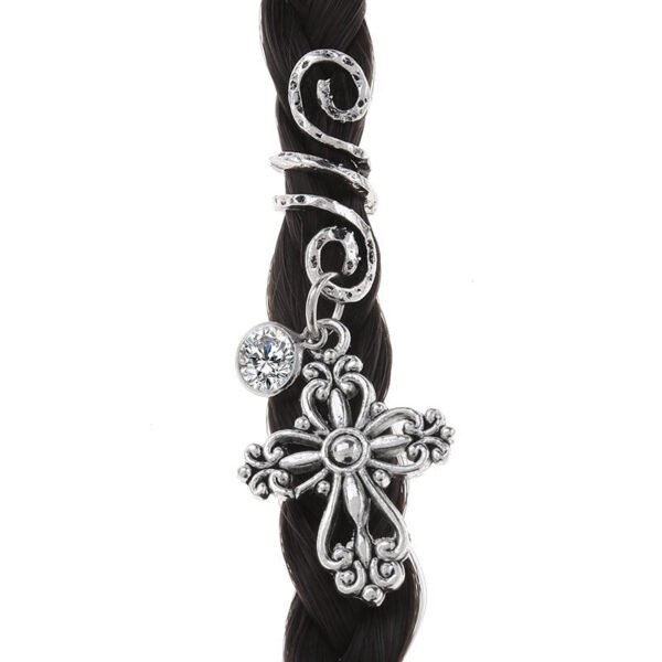 Magic Wicca~1pc Viking Spiral Hair Beads with Filigree Cross Charms for Hair Braids for Beard Hair Beads Cubic Zircon-Series