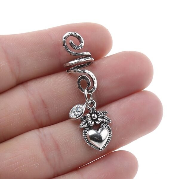 Magic Wicca~1pc Viking Spiral Hair Beads with Floral Charms for Hair Braids for Beard Hair Beads Cubic Zircon-Series