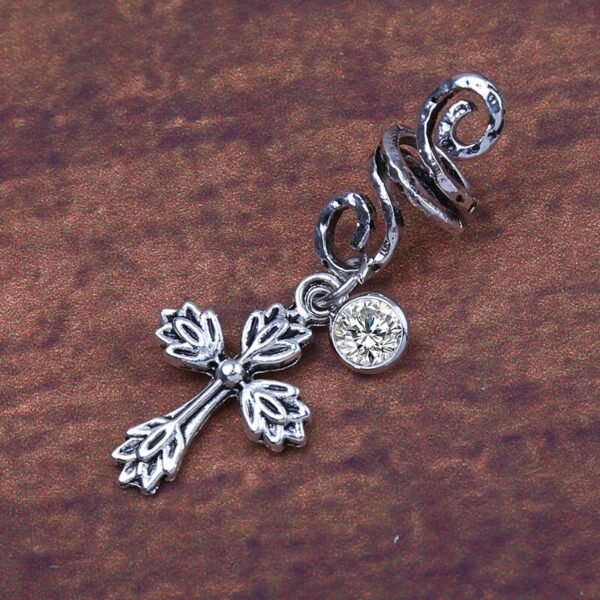 Magic Wicca~1pc Viking Spiral Hair Beads with Floral Cross Charms for Hair Braids for Beard Hair Beads Cubic Zircon-Series