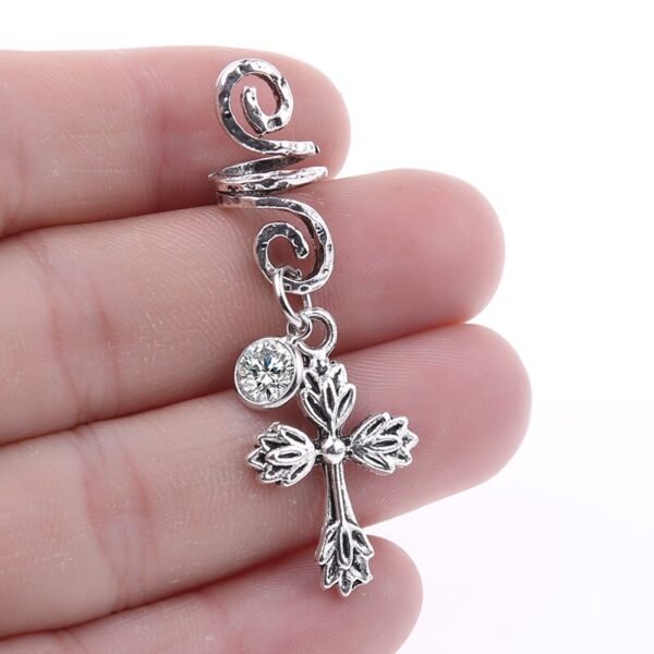 Magic Wicca~1pc Viking Spiral Hair Beads with Floral Cross Charms for Hair Braids for Beard Hair Beads Cubic Zircon-Series