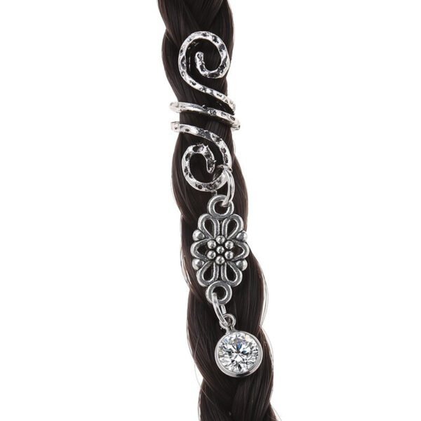 Magic Wicca~1pc Viking Spiral Hair Beads with Flowers Charms for Hair Braids for Beard Hair Beads Cubic Zircon-Series