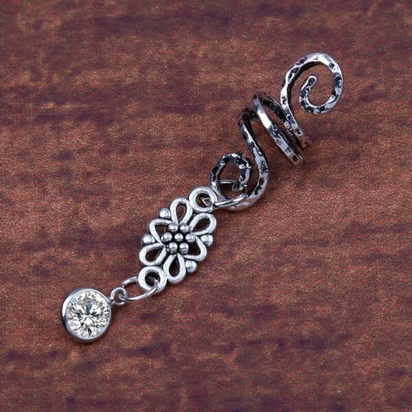 Magic Wicca~1pc Viking Spiral Hair Beads with Flowers Charms for Hair Braids for Beard Hair Beads Cubic Zircon-Series