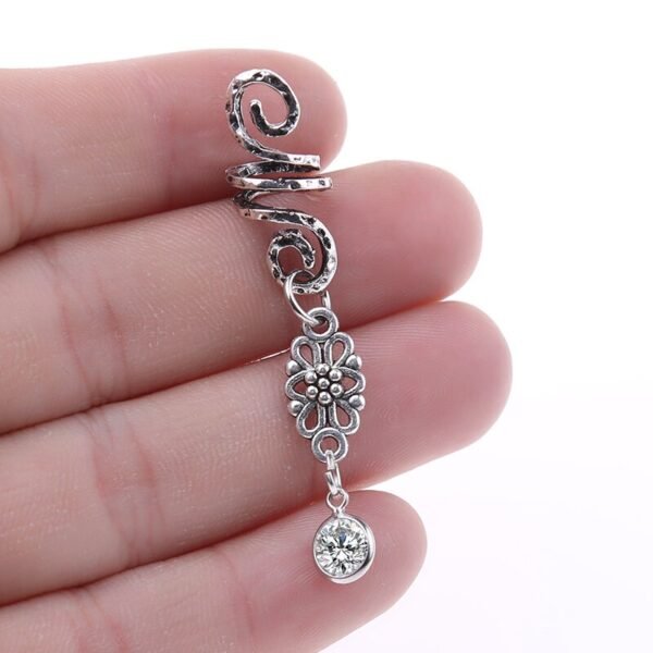 Magic Wicca~1pc Viking Spiral Hair Beads with Flowers Charms for Hair Braids for Beard Hair Beads Cubic Zircon-Series