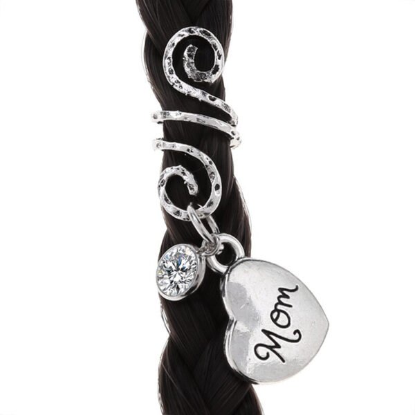 Magic Wicca~1pc Viking Spiral Hair Beads with Love Mom Charms for Hair Braids for Beard Hair Beads Cubic Zircon-Series