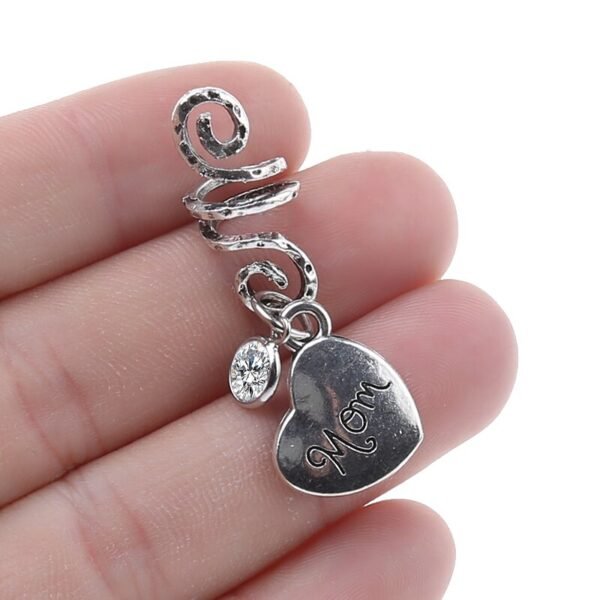 Magic Wicca~1pc Viking Spiral Hair Beads with Love Mom Charms for Hair Braids for Beard Hair Beads Cubic Zircon-Series