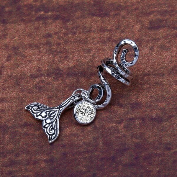 Magic Wicca~1pc Viking Spiral Hair Beads with Mermaid Tail Charms for Hair Braids for Beard Hair Beads Cubic Zircon-Series