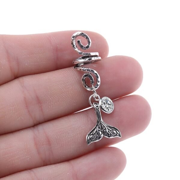 Magic Wicca~1pc Viking Spiral Hair Beads with Mermaid Tail Charms for Hair Braids for Beard Hair Beads Cubic Zircon-Series