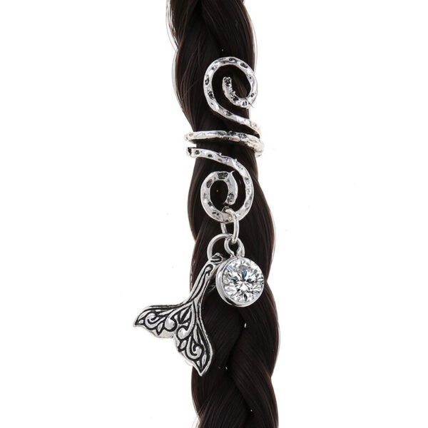 Magic Wicca~1pc Viking Spiral Hair Beads with Mermaid Tail Charms for Hair Braids for Beard Hair Beads Cubic Zircon-Series
