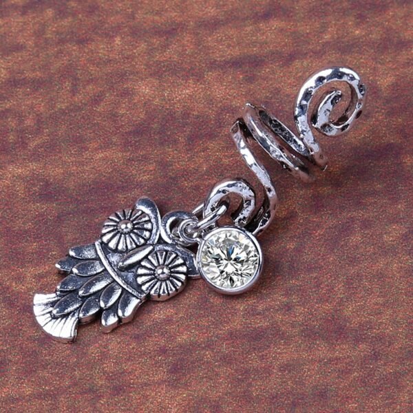 Magic Wicca~1pc Viking Spiral Hair Beads with Owl Charms for Hair Braids for Beard Hair Beads Cubic Zircon-Series