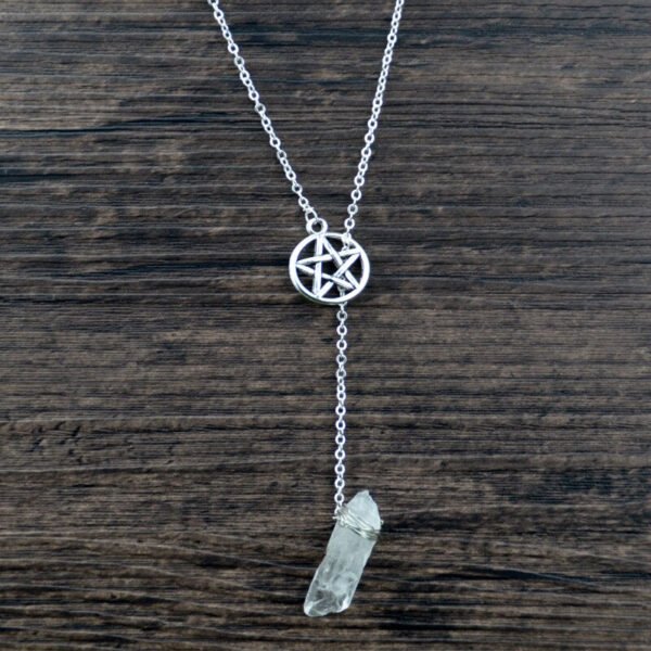 1pc Wiccan Pendant Pentagram Crystal Necklace Crystal Pentacle Necklace Amulet Wiccan Jewelry