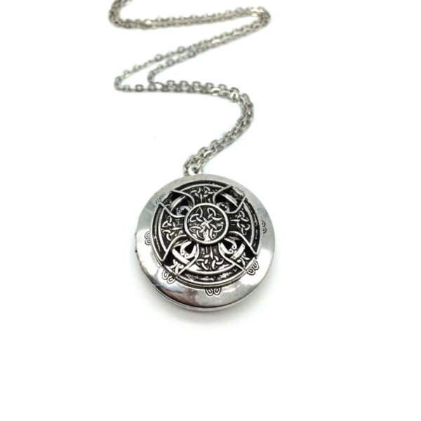 1pcs DIY Celtics Locket Necklace Classic Antique Silver Photo Locket Pendant Necklace With Chain Round Locket 25mm XSH-43