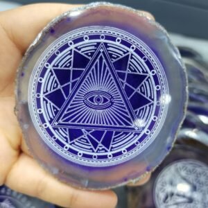 1pcs Placemat Natural Purple Agate Slice Stones Quartz Divination Energy Stones For Luck Chakra Mat Drink Cap Coaster - Stones