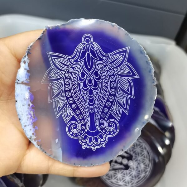 1pcs Placemat Natural Purple Agate Slice Stones Quartz Divination Energy Stones For Luck Chakra Mat Drink Cap Coaster - Stones
