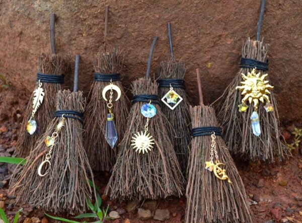 1pcs  Wicca branch diy crystal pendant witch accessories mini broom moon sun pendant car pendant jewelry pendant gothic gift