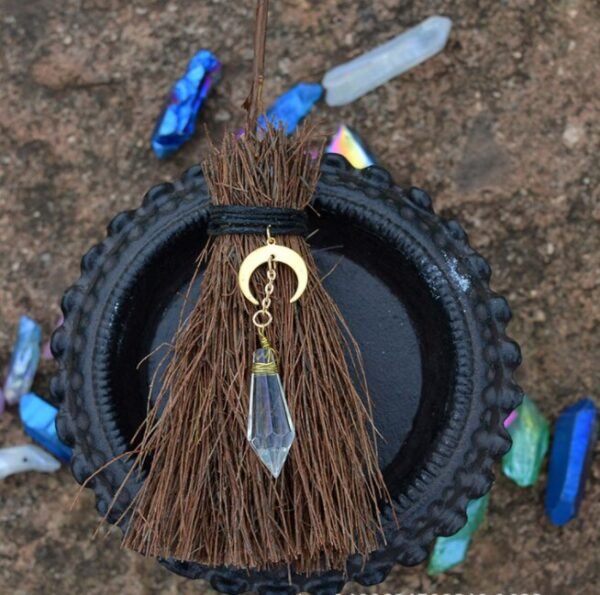 1pcs  Wicca branch diy crystal pendant witch accessories mini broom moon sun pendant car pendant jewelry pendant gothic gift