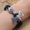 Magicun Viking~2017 really New Style,stainless steel Viking thor hammer pendant hand made Bracelet for men gift