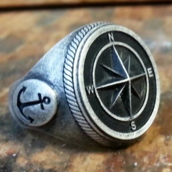 Magic Ring~2019 Ins Trendy Vintage Viking Anchor Hip Hop Punk Rock Compass Silver Ring for Men Women Luxury Naval Knight Rings Male Jewelry