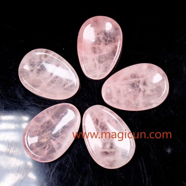 Magicun Stone~1PC  Natural Rose Quartz Thumb massage stone Gemstone Crafts  Wood Magic Stone Ornament Gifts