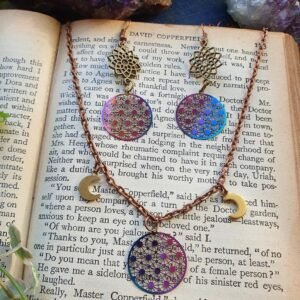 Iridescent Rainbow Sacred Geometry Charm Earrings/necklace/jewelry Set