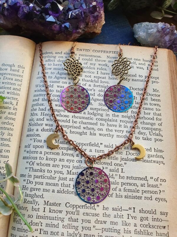 Iridescent Rainbow Sacred Geometry Charm Earrings/necklace/jewelry Set