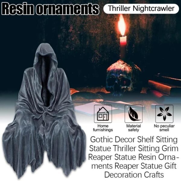 Reaping Solace The Creeper Reaper Sitting Statue  Gothic Sculpture