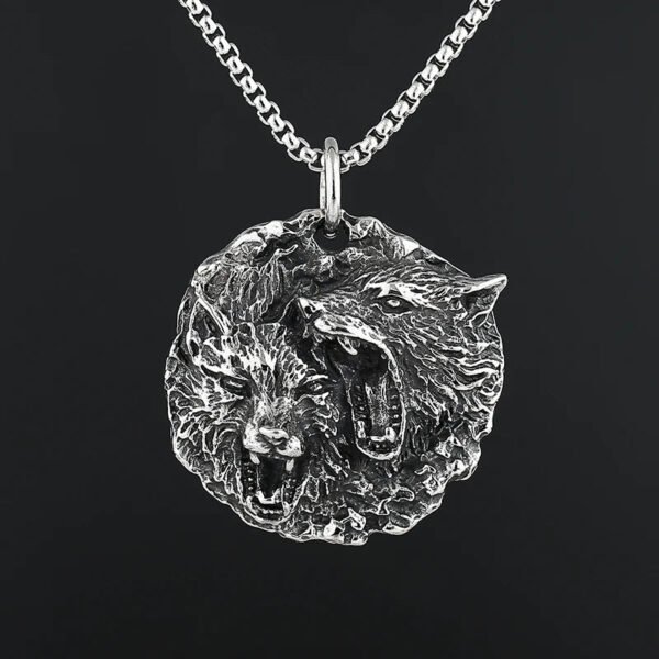 New 2 Lion Pendant  Punk Animal Stainless Steel Necklace