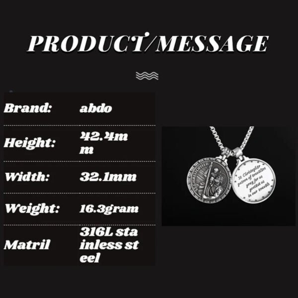 Stainless Steel St Christopher Pendant Necklace Protect Us Chain Jewelry Lucky Gift