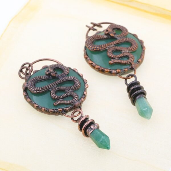 Antique Copper Retro Large Welded Semi precious Stone Retro Snake Lion Dragon Ox Necklace Pendan