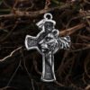 New For Teens Vintage Cross With Lion Pendant Necklace  Stainless Steel Men Animal Chain Gothic Jewelry Party Gift