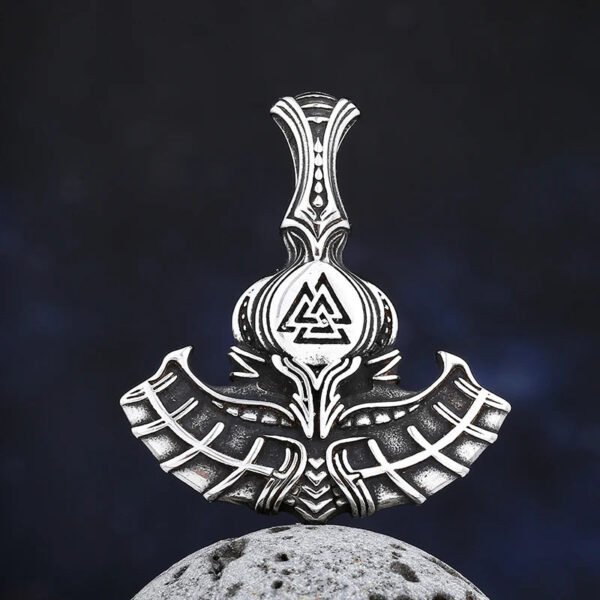 New Punk  Stainless Steel Good Polished Viking Warrior Valknut Rune Pendant Necklace  Fashion Party Gift