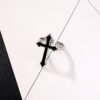 Gothic Ring  Vintage Black Big Cross Open Ring