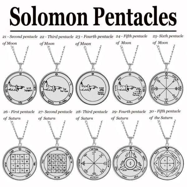 Silver Color 44 Solomon Pentacles Seal of Jupiter Mars Mercury Moon Saturn Sun Venus Talisman Pendant Stainless Steel Necklace