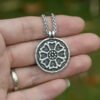 Vintage Silver Lotus Meditation Pendant Necklace Religious Amulet Jewelry For Gift