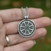 Vintage Silver Lotus Meditation Pendant Necklace Religious Amulet Jewelry For Gift
