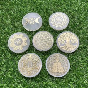 6CM Natural Crystal Selenite Slice Slab White Gypsum Chakra Flower of Life Charging Plate Yoga Meditation buy one and get one free