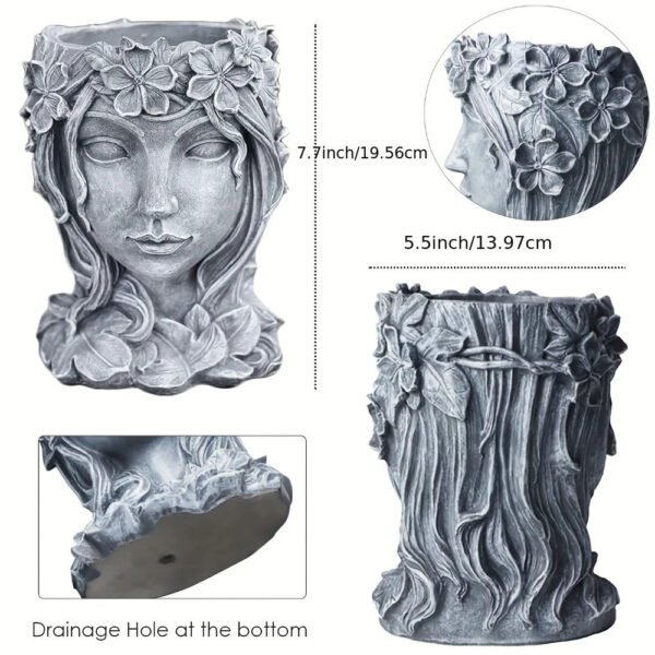 Head Planter Goddess Statue Planter Decorative Portrait Planter Indoor Outdoor Flower Vase Container