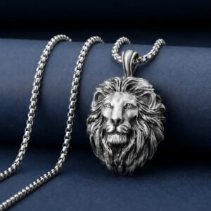 Vintage Metal Tin Lion Head Pendant Necklaces Men's Hip Hop Punk Animal Tiger Bear Wolf High End Couple Sweater Chain Jewelry